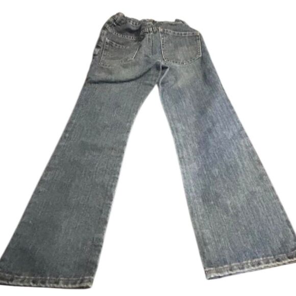 Kids Denim Jeans Elastic Waist Flare Leg Pants Casual School Everyday - Picture 2 of 3